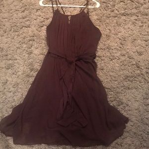 David’s Bridal chocolate brown knee length dress.
